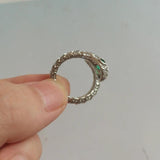 925 Silver Snake Ring with Green Eyes Zircon
