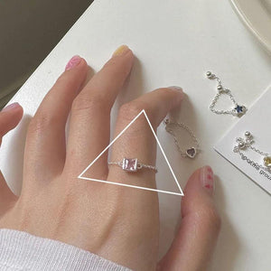 925 Silver Zircon Ring for Women, Ins Jewelry
