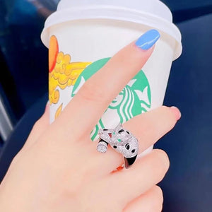 Korea S925 Silver Animal Leopard Ring Women Promise Band Rings Gift