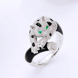Korea S925 Silver Animal Leopard Ring Women Promise Band Rings Gift
