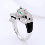 Korea S925 Silver Animal Leopard Ring Women Promise Band Rings Gift