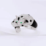 Korea S925 Silver Animal Leopard Ring Women Promise Band Rings Gift