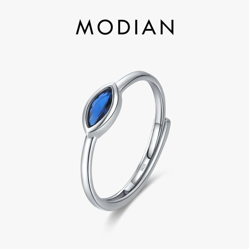 925 Silver Rhombus Zirconia Opening Ring Sparkling Adjustable Ring