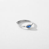 925 Silver Rhombus Zirconia Opening Ring Sparkling Adjustable Ring