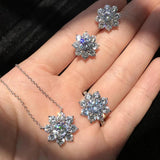Moissanite Flower Pendant Necklace Silver Pave AAAAA Cz Choker