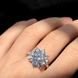Moissanite Flower Pendant Necklace Silver Pave AAAAA Cz Choker