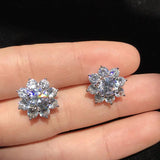 Moissanite Flower Pendant Necklace Silver Pave AAAAA Cz Choker