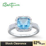 925 Sterling Silver Sparkling Cushion Crystal Ring