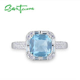 925 Sterling Silver Sparkling Cushion Crystal Ring