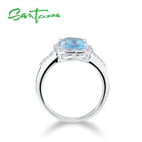 925 Sterling Silver Sparkling Cushion Crystal Ring