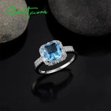 925 Sterling Silver Sparkling Cushion Crystal Ring