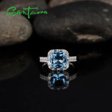 925 Sterling Silver Sparkling Cushion Crystal Ring