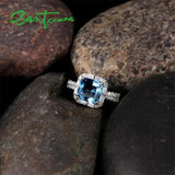 925 Sterling Silver Sparkling Cushion Crystal Ring