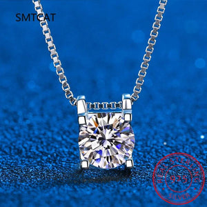 1-2CT Moissanite Necklace Brilliant Round Diamond Hollow Love Pendant Necklace