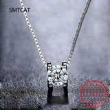 1-2CT Moissanite Necklace Brilliant Round Diamond Hollow Love Pendant Necklace