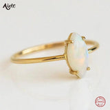 Opal 925 Sterling Silver Rings For Women Minimalist 18K Rings Wedding Party Enga
