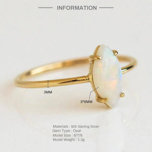 Opal 925 Sterling Silver Rings For Women Minimalist 18K Rings Wedding Party Enga