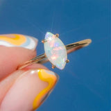 Opal 925 Sterling Silver Rings For Women Minimalist 18K Rings Wedding Party Enga