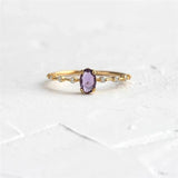 925 Silver Round Zircon Crystal Ring Women Cubic Zirconia Leaf Loop Ring