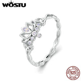 925 Silver Lotus Flower Fire Opal Crown Ring for Women