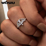 925 Silver Lotus Flower Fire Opal Crown Ring for Women