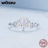 925 Silver Lotus Flower Fire Opal Crown Ring for Women