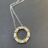 925 Silver Necklace 3.2 Moissanite Zircon Engagement Wedding