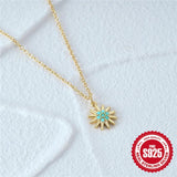 Turquoise Sunflower Pendant Necklace for Women