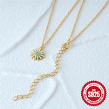 Turquoise Sunflower Pendant Necklace for Women