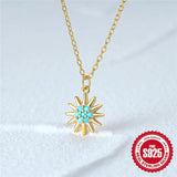 Turquoise Sunflower Pendant Necklace for Women