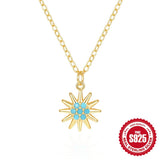Turquoise Sunflower Pendant Necklace for Women