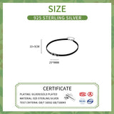 925 Silver Leather Choker Necklace Women Geometric Jewelry