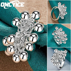 925 Silver Grape Beads Ring For Women Wedding Engagement Band Charm
