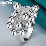 925 Silver Grape Beads Ring For Women Wedding Engagement Band Charm