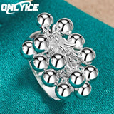 925 Silver Grape Beads Ring For Women Wedding Engagement Band Charm
