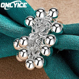 925 Silver Grape Beads Ring For Women Wedding Engagement Band Charm