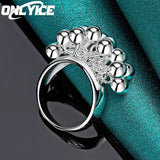 925 Silver Grape Beads Ring For Women Wedding Engagement Band Charm