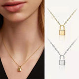 925 Silver Lock Necklace Geometric Shape Pendant Collarbone Chain