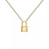 925 Silver Lock Necklace Geometric Shape Pendant Collarbone Chain