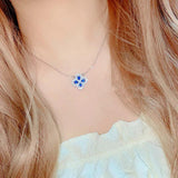 S925 Silver Clover Pendant Necklace Cubic Zirconia Choker Jewelry