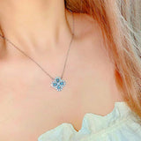 S925 Silver Clover Pendant Necklace Cubic Zirconia Choker Jewelry