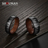 SHOUMAN Solid Wood Titanium Men's Wedding Ring Elk Christmas Gift