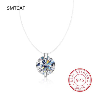 1ct Moissanite Diamond S925 Silver Clavicle Chain Necklace