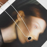 925 Silver Agate Geometry Necklace for Women Minimalism Jewelry