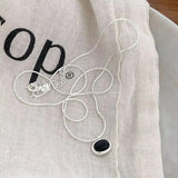 925 Silver Agate Geometry Necklace for Women Minimalism Jewelry