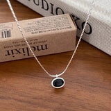 925 Silver Agate Geometry Necklace for Women Minimalism Jewelry