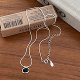 925 Silver Agate Geometry Necklace for Women Minimalism Jewelry