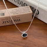 925 Silver Agate Geometry Necklace for Women Minimalism Jewelry