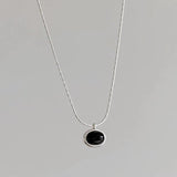 925 Silver Agate Geometry Necklace for Women Minimalism Jewelry