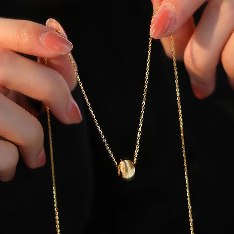 925 Silver Brushed Round Beads Pendant Necklace for Women
